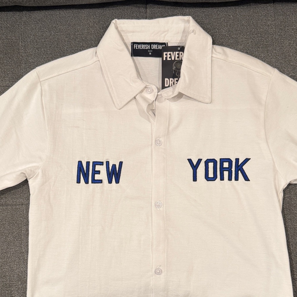 Boys White button down with NY Embroidery
